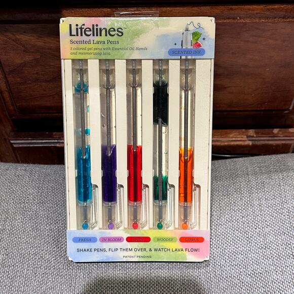 Lifelines Scented Lava Pens 5 Pack Colored Gel Pens Flowing Ink Aromatherapy NEW - Picture 1 of 13